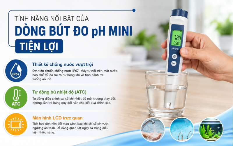 Tính năng nổi bật của dòng bút đo pH mini tiện lợi
