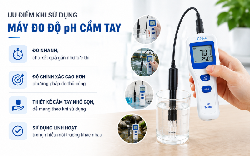 Ưu điểm khi sử dụng máy đo độ ph cầm tay