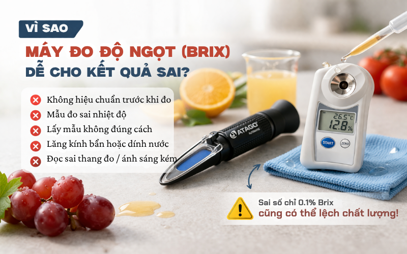 Vì sao máy đo độ ngọt (brix) dễ cho kết quả sai?