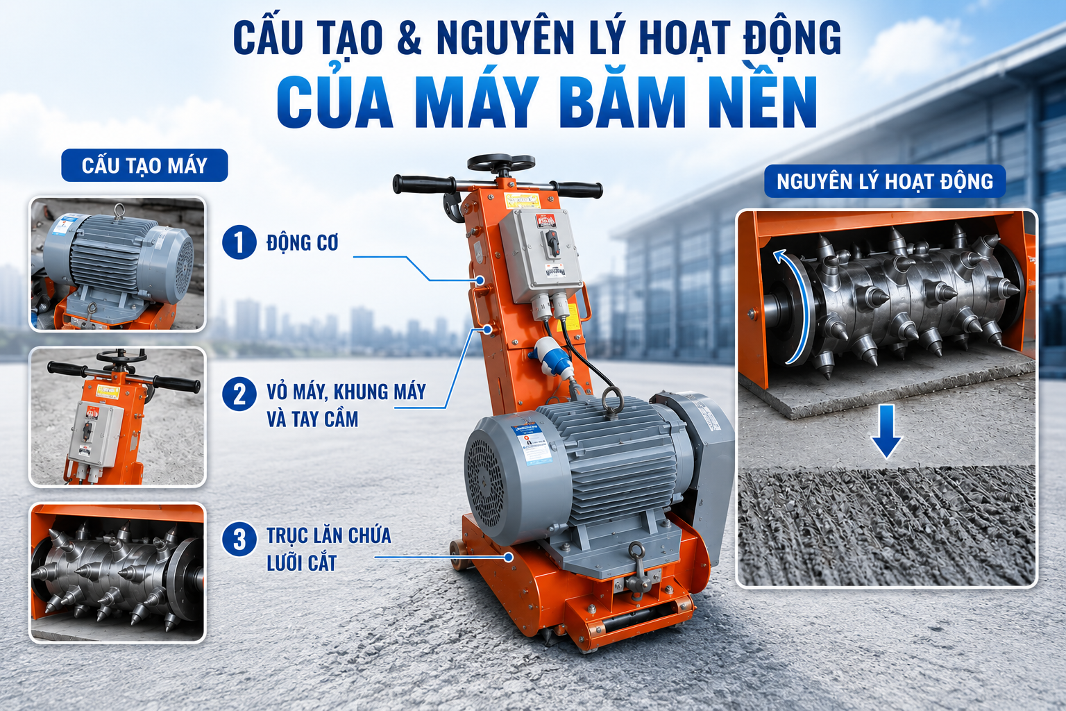 Cấu tạo và nguyên lý hoạt động của máy băm nền