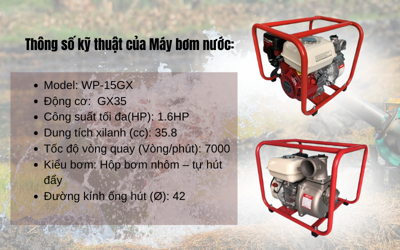 Máy bơm nước Honda AMITA WP-15GX