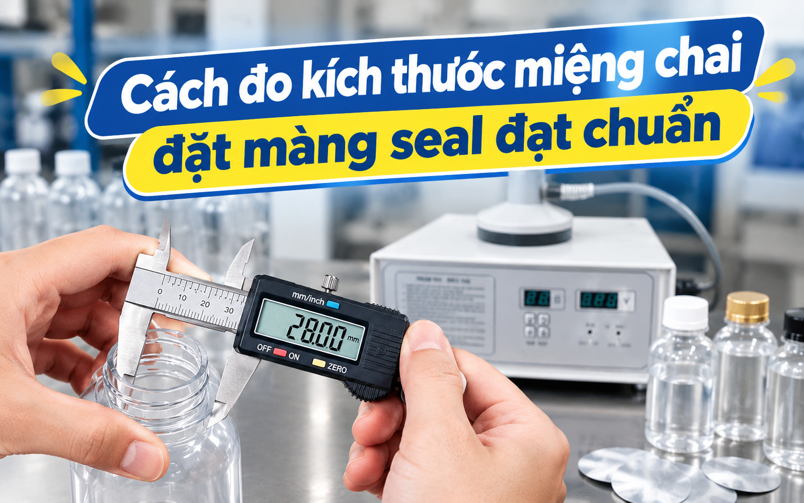 Cách đo kích thước miệng chai đặt màng seal chuẩn
