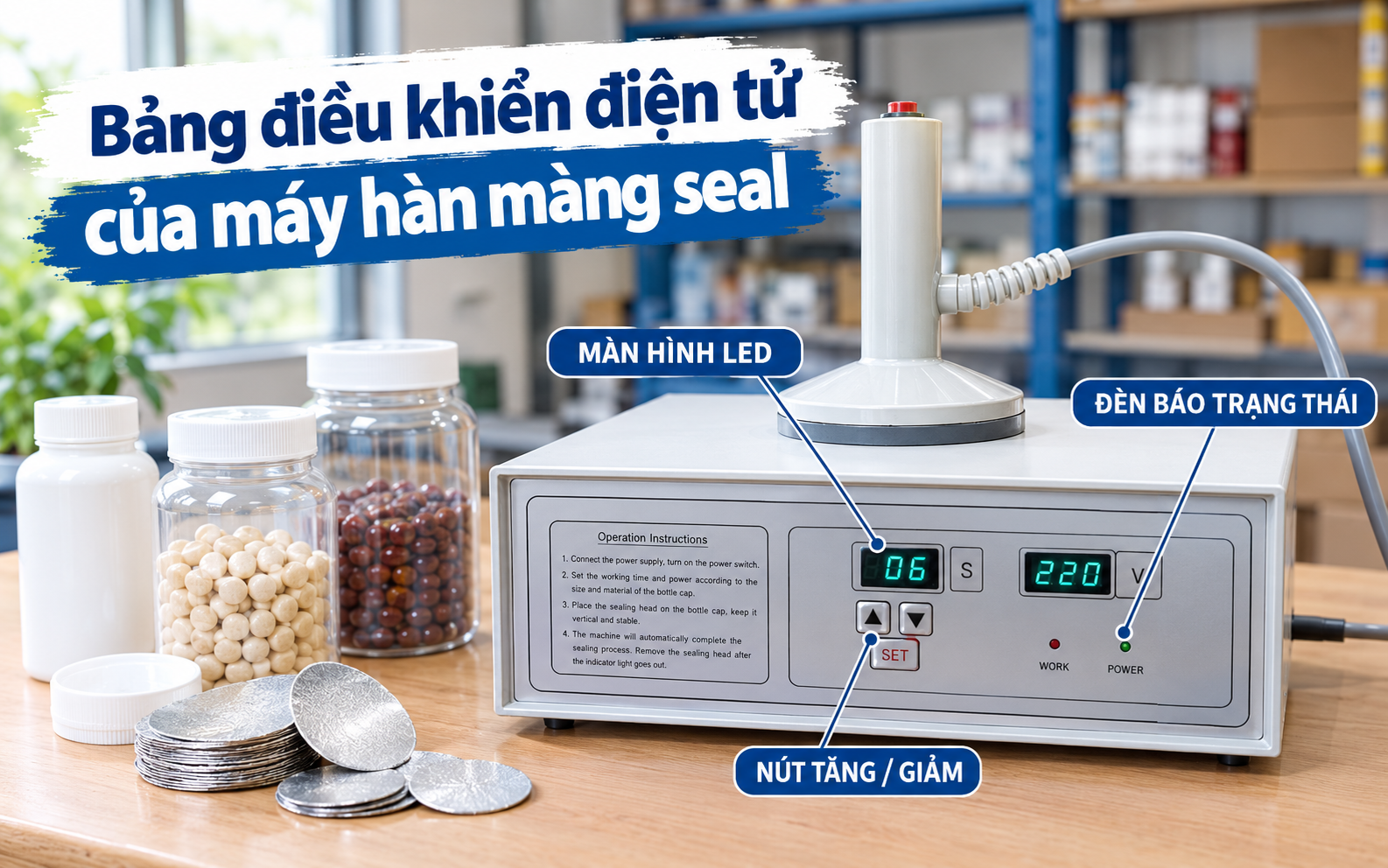 Bảng điều khiển điện tử của máy hàn màng seal