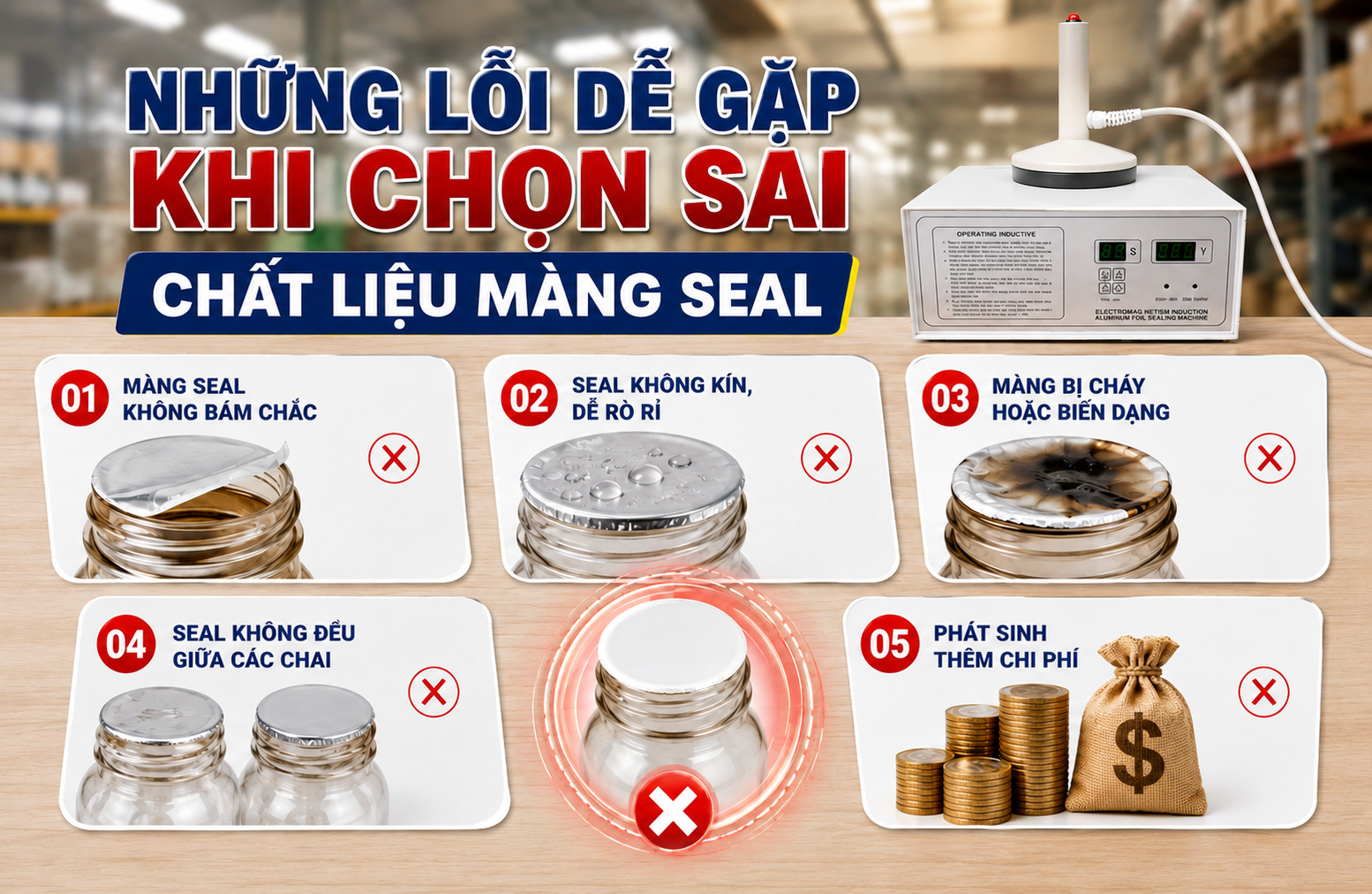 Những lỗi dễ gặp khi chọn sai chất liệu màng seal
