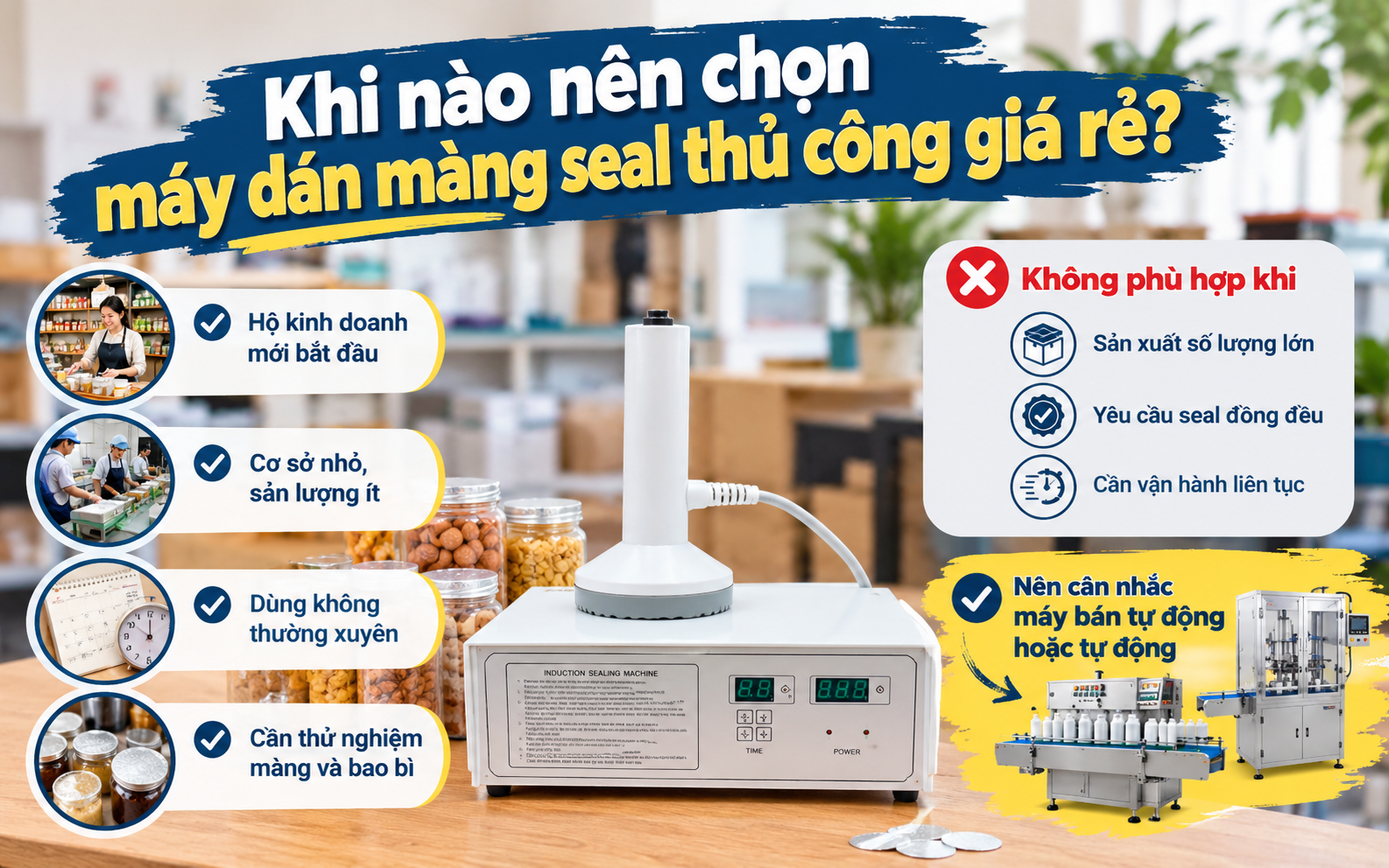 Khi nào nên chọn máy dán màng seal thủ công giá rẻ?