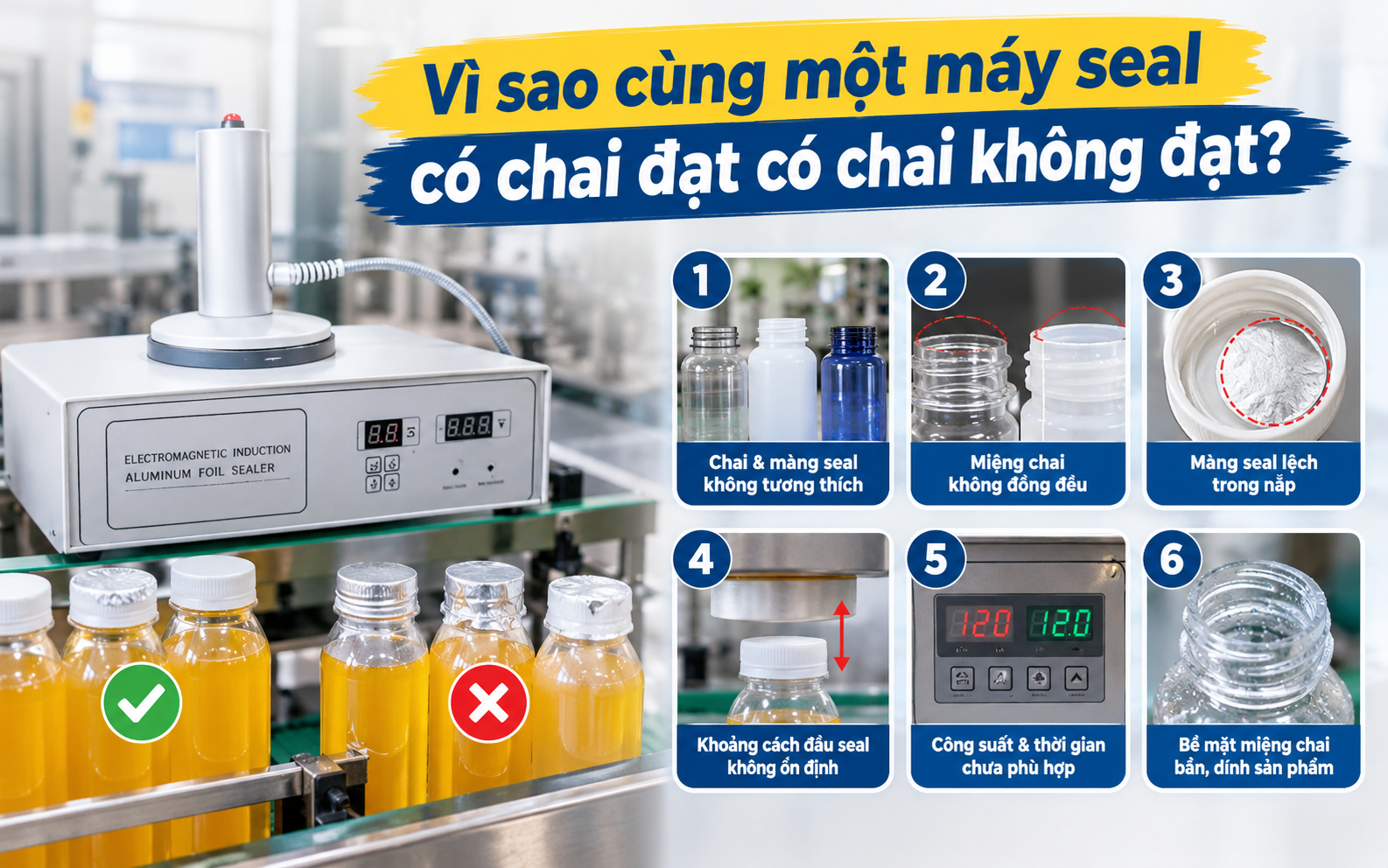 Vì sao cùng một máy seal có chai đạt có chai không đạt?