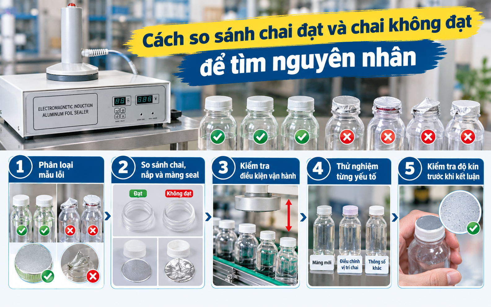  Cách so sánh chai đạt và chai không đạt để tìm nguyên nhân