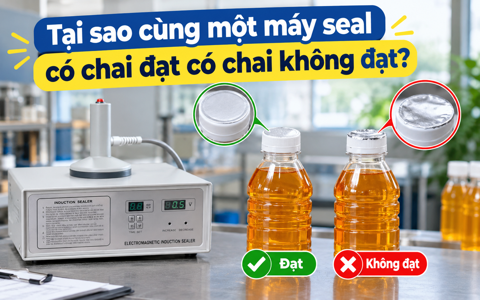 Tại sao cùng một máy seal có chai đạt có chai không đạt