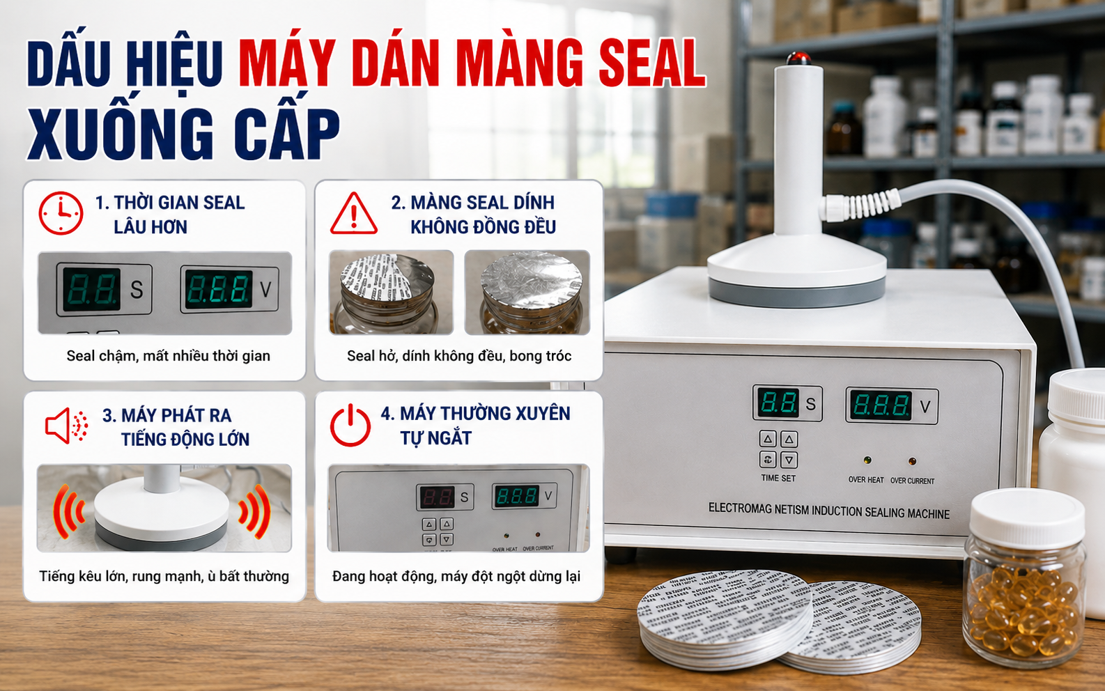 Dấu hiệu máy dán màng seal xuống cấp