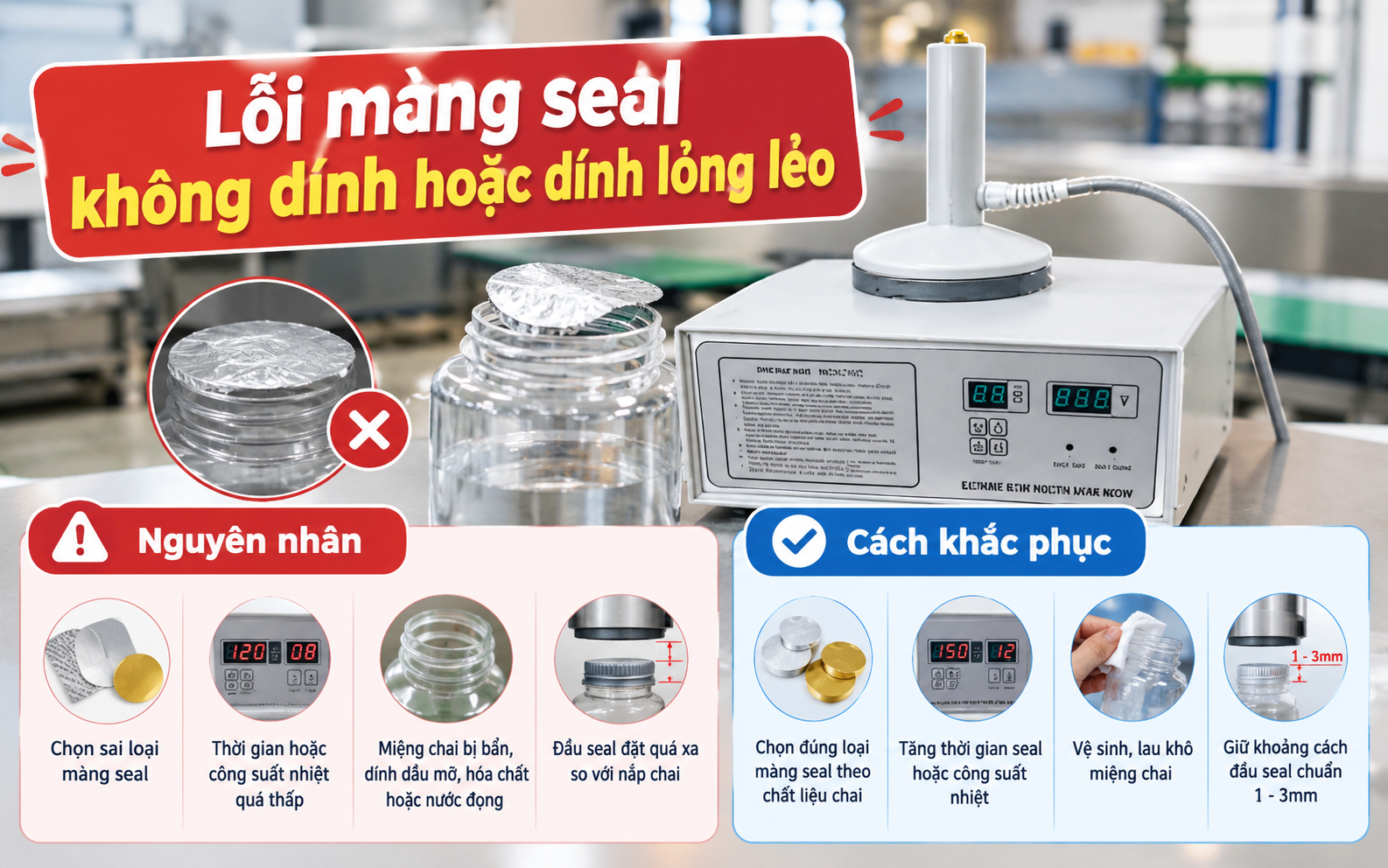 Lỗi màng seal không dính hoặc dính lỏng lẻo