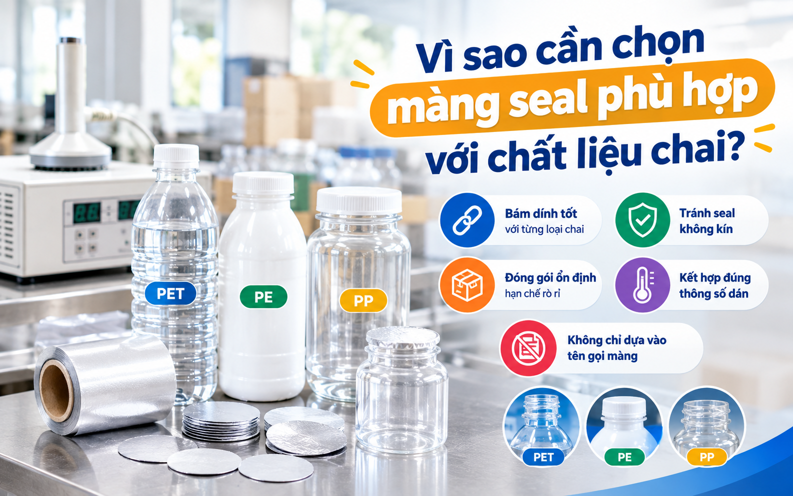 Vì sao cần chọn màng seal phù hợp với chất liệu chai?
