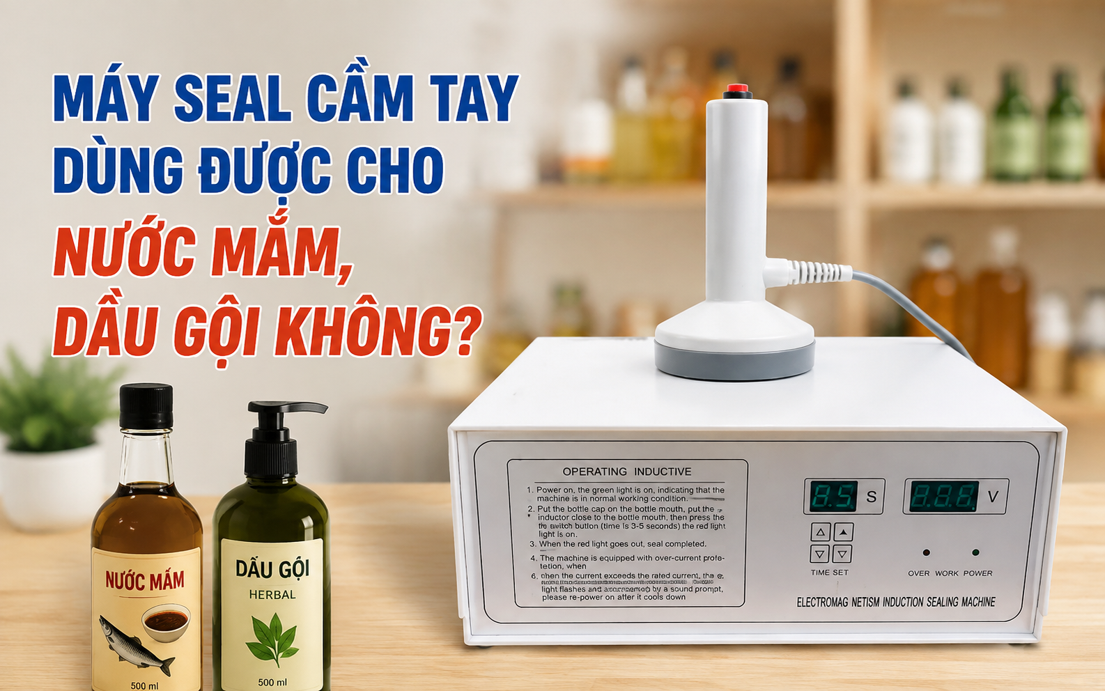 Máy seal cầm tay dùng được cho nước mắm, dầu gội không