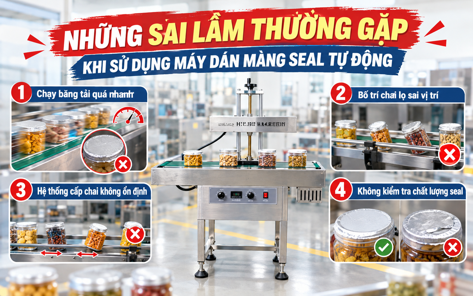 Những sai lầm thường gặp khi sử dụng máy dán màng seal tự động