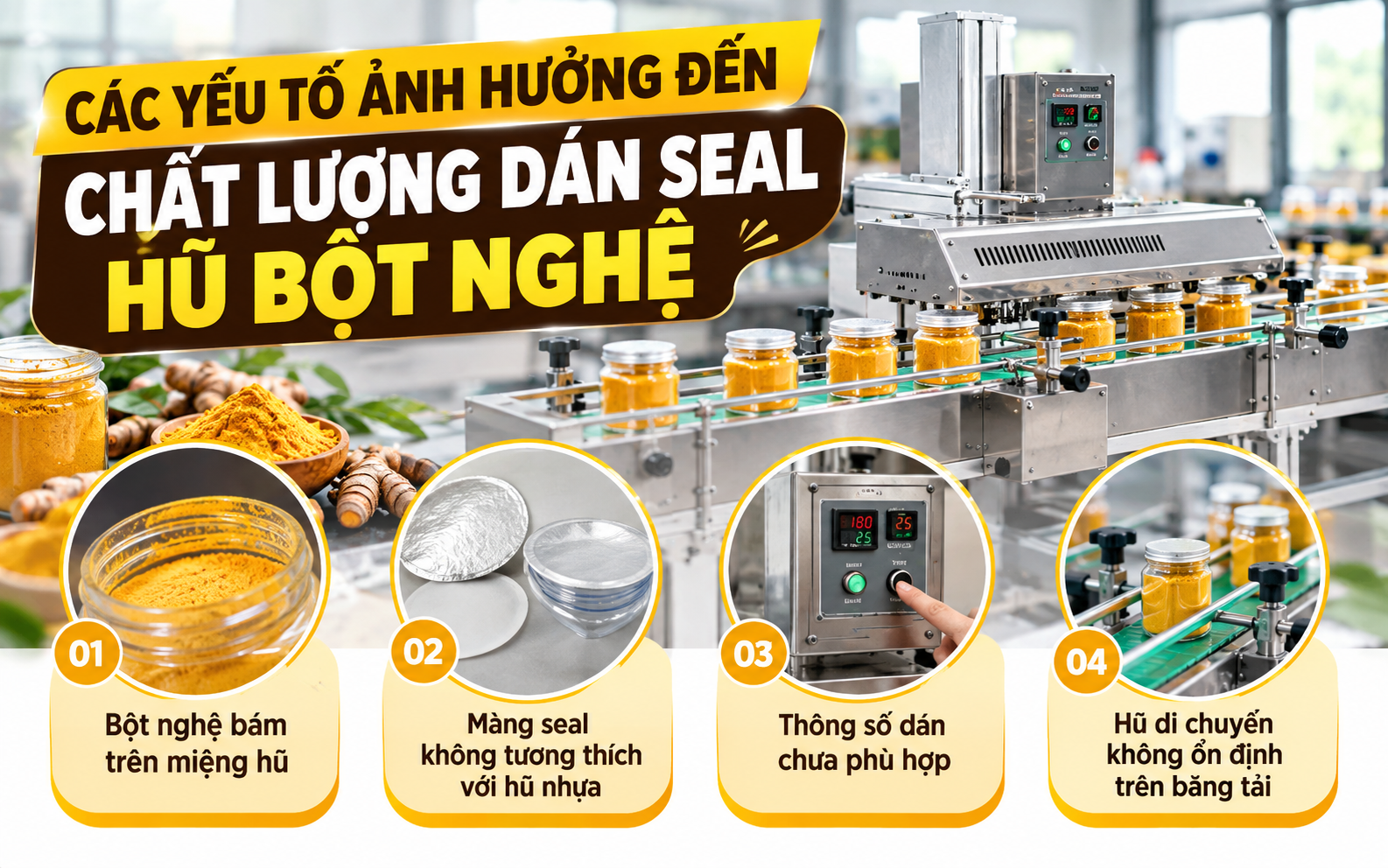 Các yếu tố ảnh hưởng đến chất lượng dán seal hũ bột nghệ
