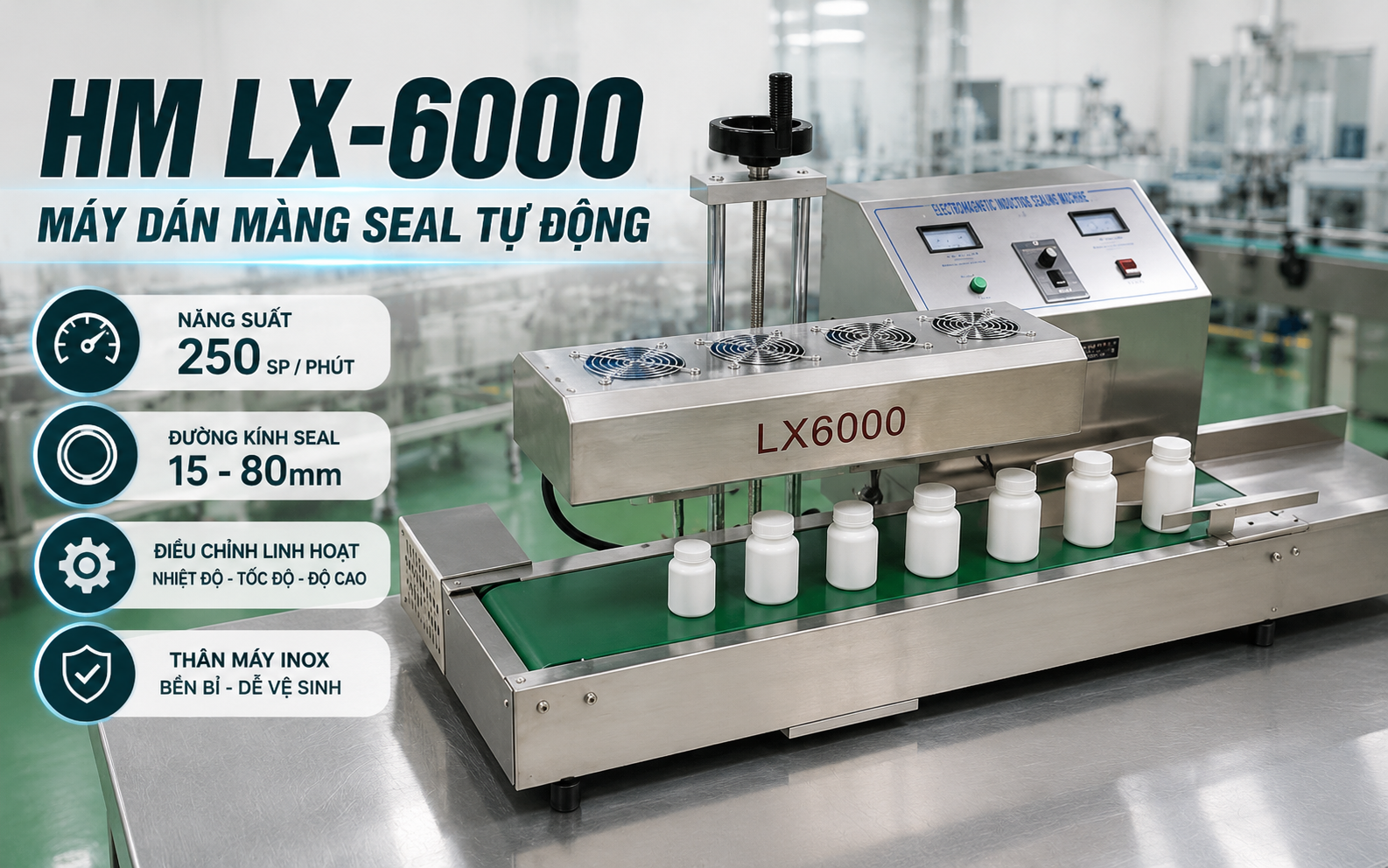Máy dán màng seal tự động HM LX-6000