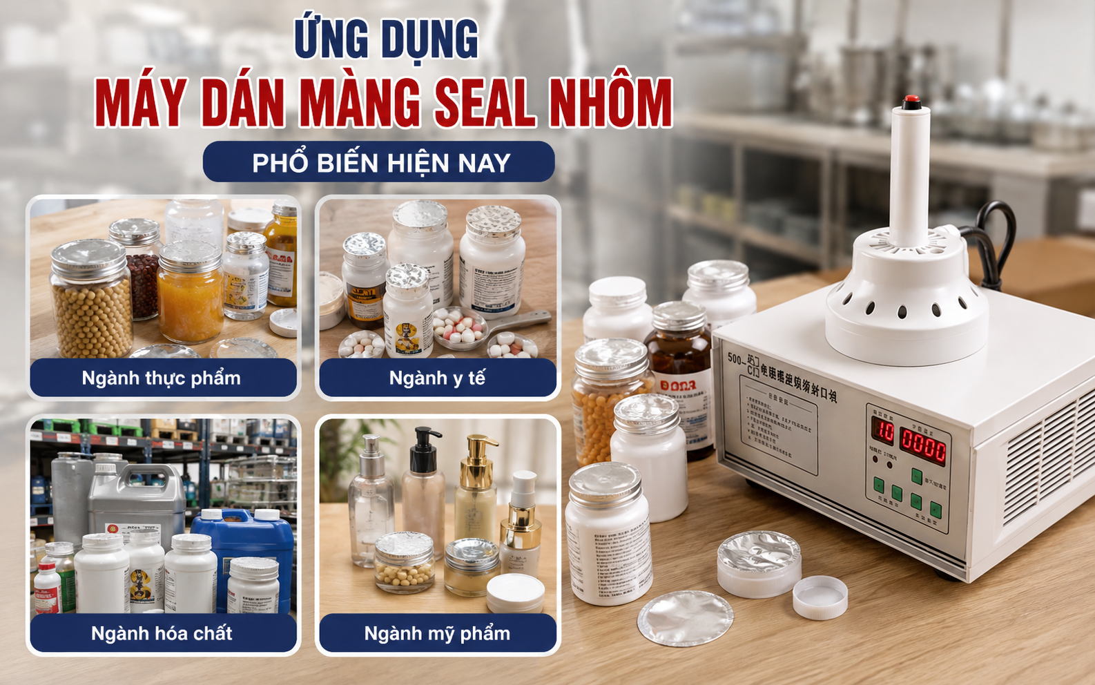 Ứng dụng máy dán màng seal nhôm phổ biến hiện nay
