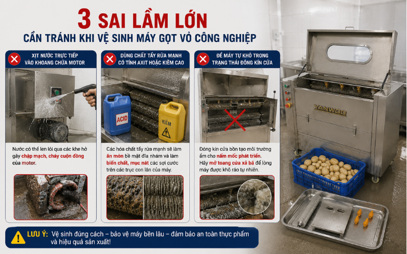 3 sai lầm lớn cần tránh khi vệ sinh máy gọt vỏ công nghiệp