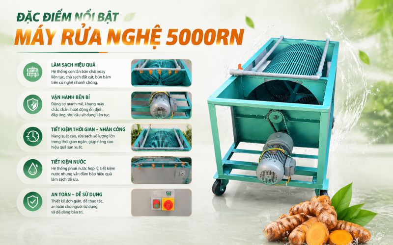 Đặc điểm nổi bật của máy rửa nghệ 5000RN