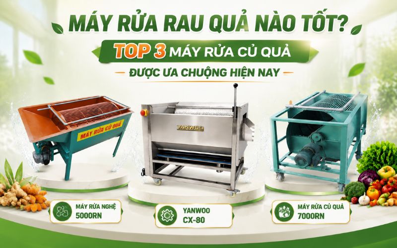 Máy rửa rau quả nào tốt? Top 3 máy rửa củ quả được ưa chuộng hiện nay