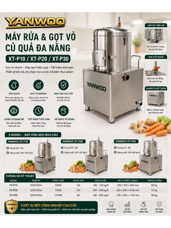 Máy rửa và gọt vỏ củ quả đa năng Yanwoo XT
