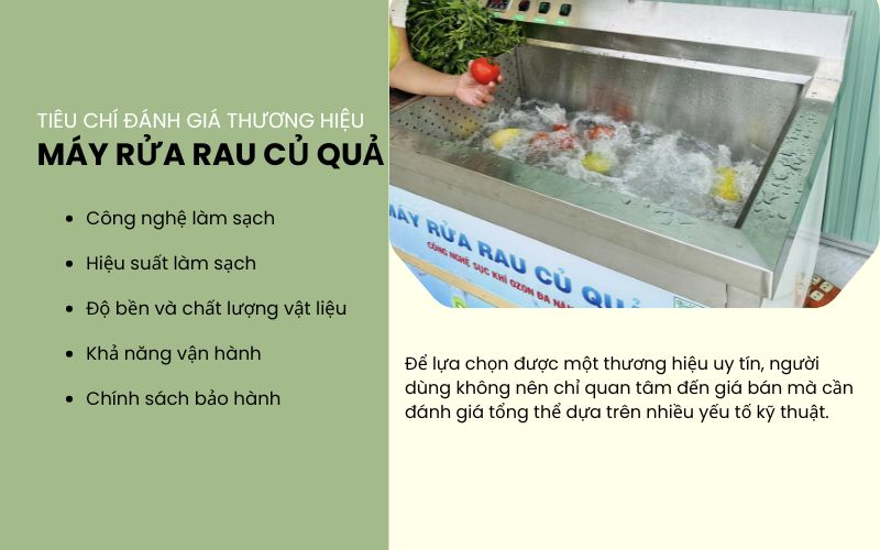 Tiêu chí đánh giá thương hiệu máy rửa rau củ quả tốt