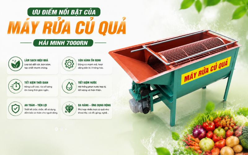 Ưu điểm nổi bật của máy rửa củ quả Hải Minh 7000RN