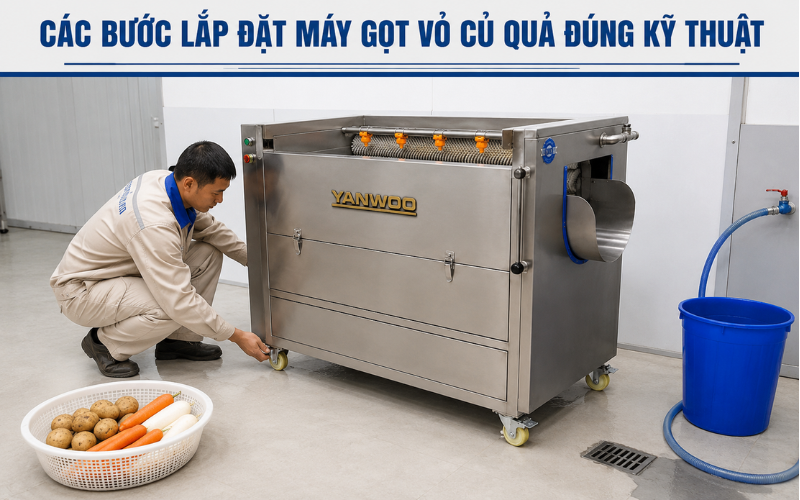 Các bước lắp đặt máy gọt vỏ củ quả đúng kỹ thuật