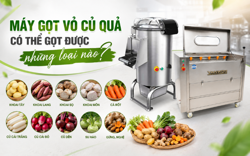 Các loại củ có thể gọt hiệu quả bằng máy