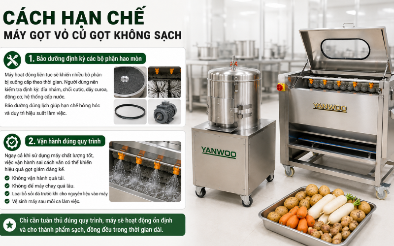Cách hạn chế máy gọt vỏ củ gọt không sạch