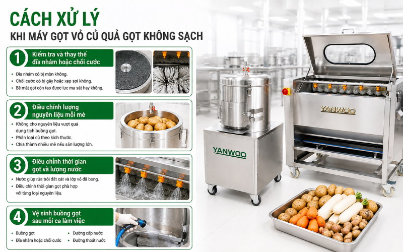 Cách xử lý khi máy gọt vỏ củ quả gọt không sạch