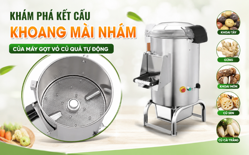 Khám phá kết cấu khoang mài nhám của máy gọt vỏ củ quả tự động
