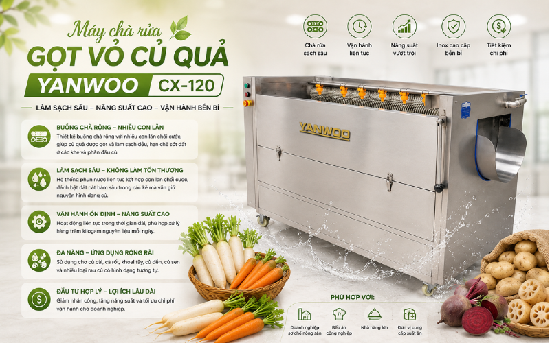Máy chà rửa gọt vỏ củ quả Yanwoo CX-120
