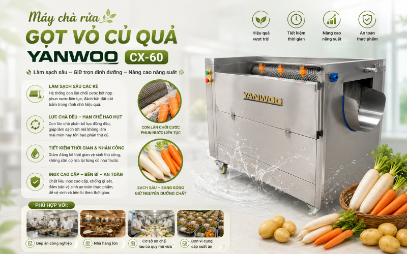 Máy chà rửa gọt vỏ củ quả Yanwoo CX-60