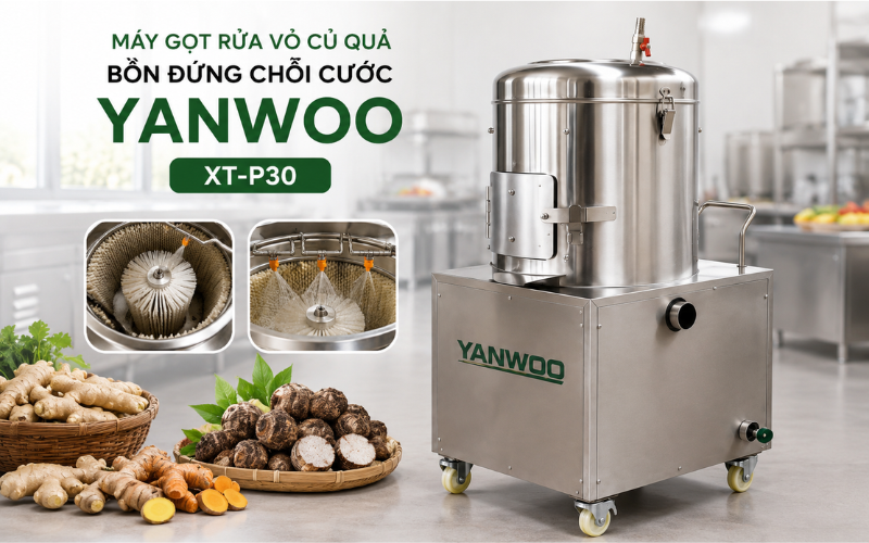 Máy gọt rửa vỏ củ quả bồn đứng chổi cước Yanwoo XT-P30