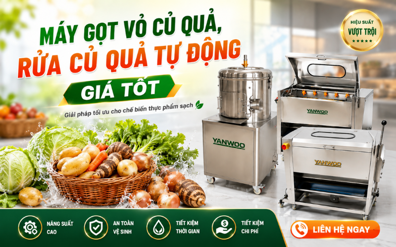 Máy Gọt Vỏ Củ Quả, Rửa Củ Quả Tự Động Giá Tốt