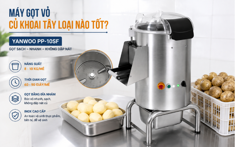 Máy gọt vỏ củ quả Yanwoo PP-10SF sử dụng đĩa nhám