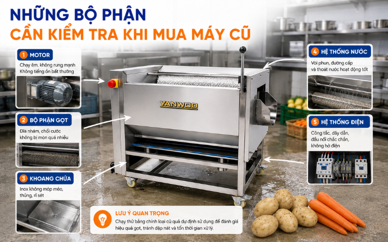 Những bộ phận cần kiểm tra khi mua máy cũ