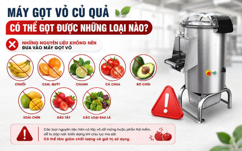 Những nguyên liệu không nên đưa vào máy gọt vỏ