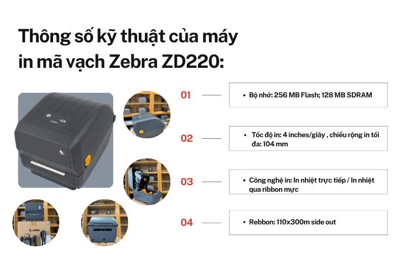 Máy in mã vạch Zebra ZD220