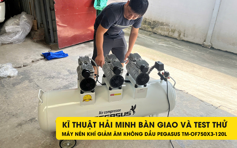 Máy nén khí giảm âm không dầu Pegasus TM-OF750x3-120L
