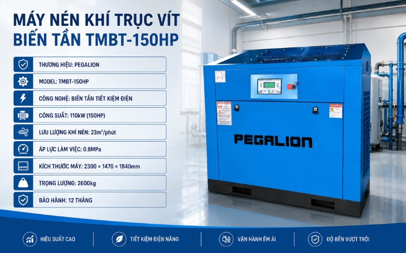 Thông số của máy nén khí trục vít biến tần TMBT-150HP