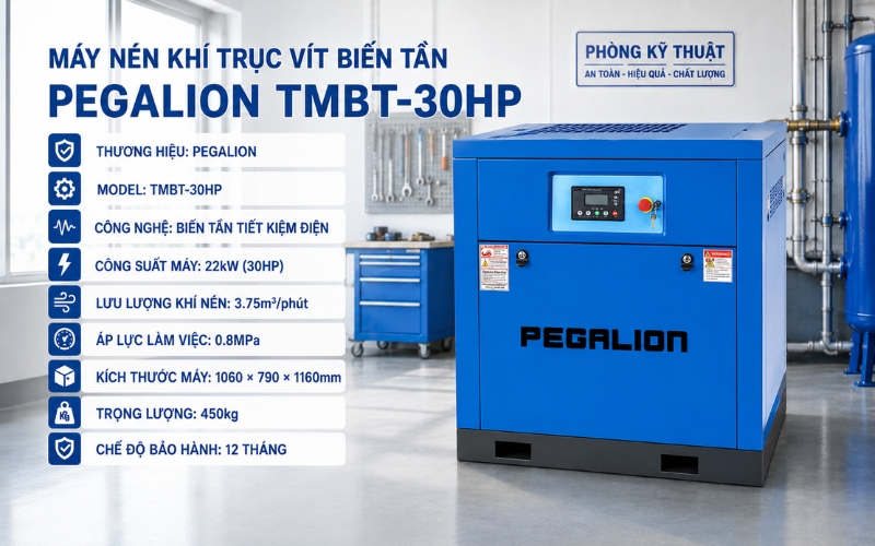 Thông số của máy nén khí biến tần PEGALION TMBT-30HP