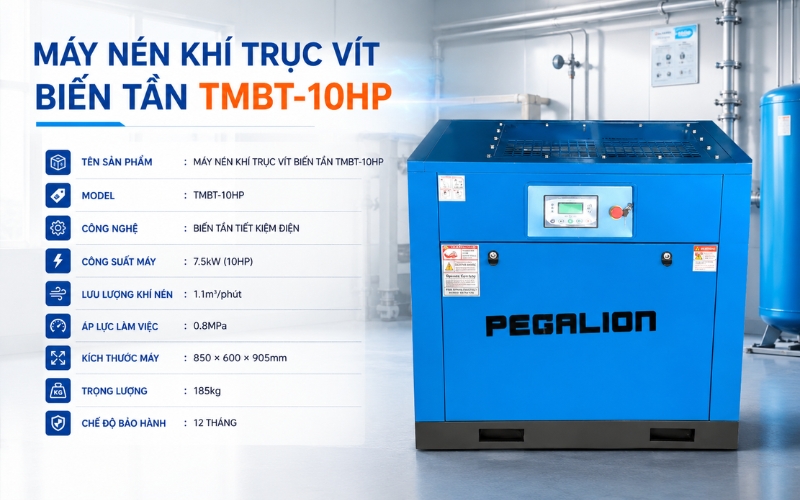 Thông số của máy nén khí trục vít biến tần TMBT-10HP