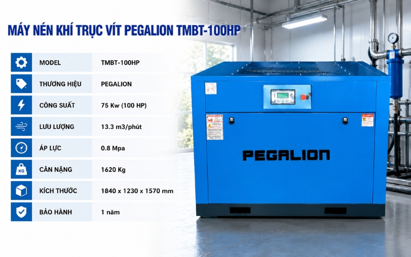 Thông số của Máy nén khí trục vít PEGALION TMBT-100HP