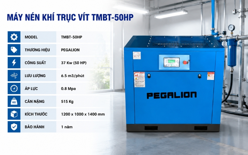 Thông số của Máy nén khí trục vít TMBT-50HP
