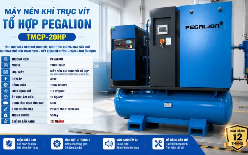 Thông số máy nén khí trục vít tổ hợp Pegalion TMCP-20HP