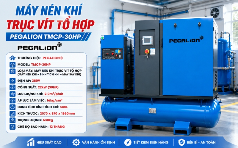 Thông số máy nén khí trục vít tổ hợp Pegalion TMCP-30HP