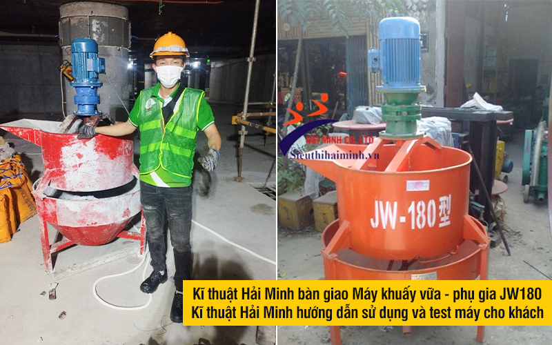 Kĩ thuật Hải Minh bàn giao Máy khuấy vữa - phụ gia JW180