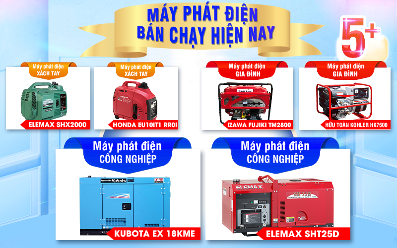 Top các dòng máy phát điện bán chạy