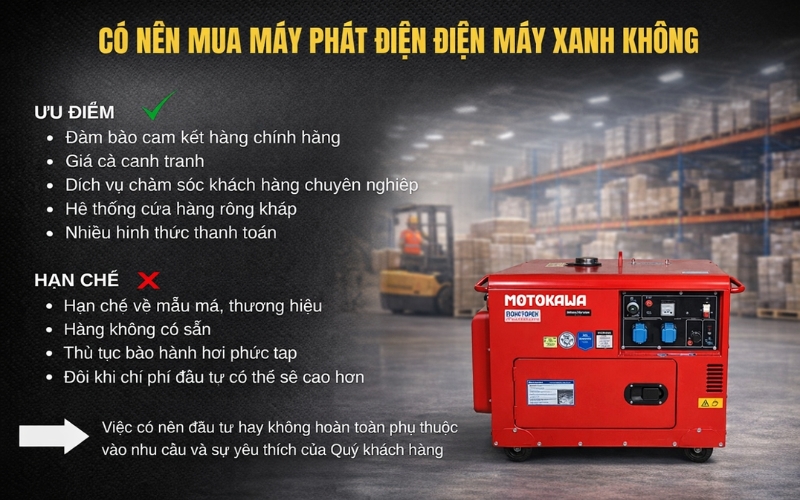 Có nên mua máy phát điện Điện máy Xanh không